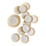 Vintage cake service l'Amandinoise in yellow and gold