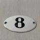 Small old enameled plaque number 8