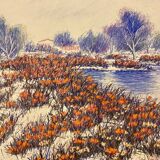 Reproduction tableau paysage coquelicots
