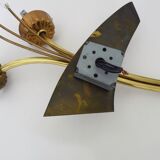 Applique murale vintage brin de blé en laiton à tulipe en verre, Années 60