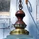Blue globe hanging lamp