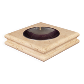 Square Italian Travertine Ashtray with Removable Metal Dish 1970