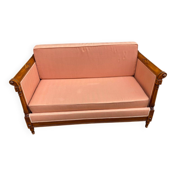 Canapé corbeille style directoire Louis XVI en bois massif et tissu