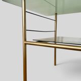 Modernist coffee table in metal and smoked glass