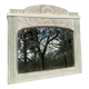 Miroir art déco en bois sculpté blanc rectangulaire 58x65cm