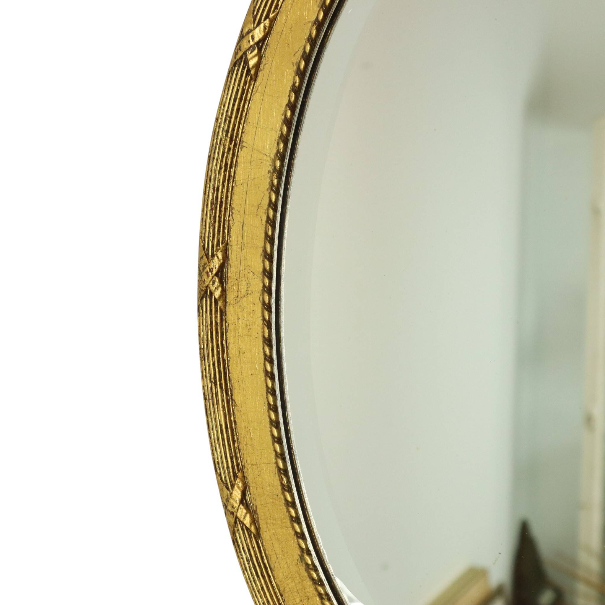 French Oval Facet Cut Mirror with Bow Classic 51cm