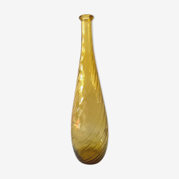 Ancienne carafe d’Empoli en verre ambré