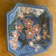 Empty ashtray pocket, rectangular plate in glazed ceramic slurry with an orchid pattern