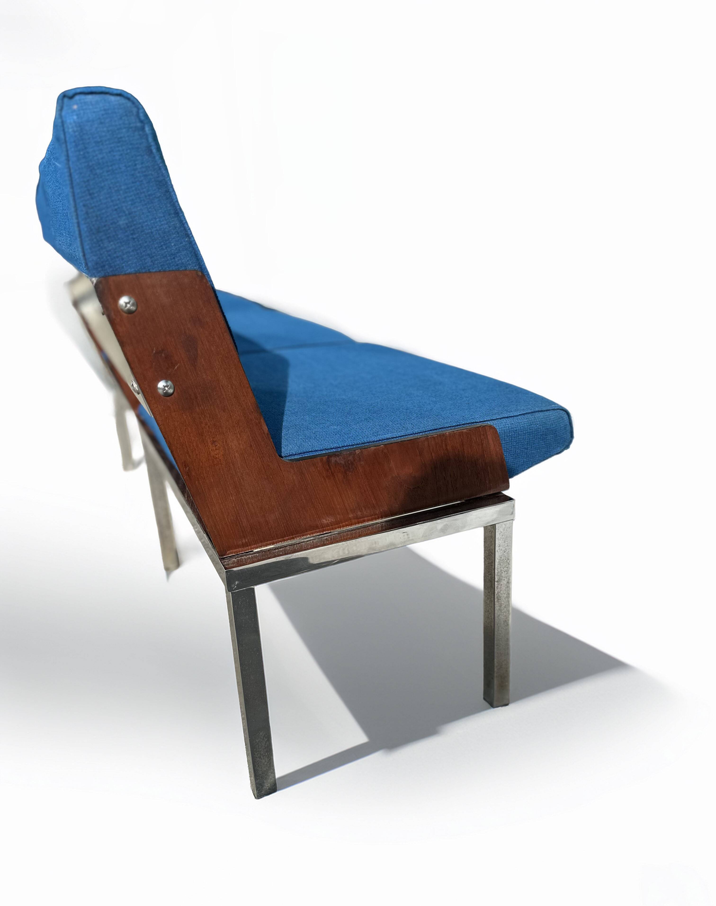 Banc vintage bleu des années 1960 par Roger Tallon