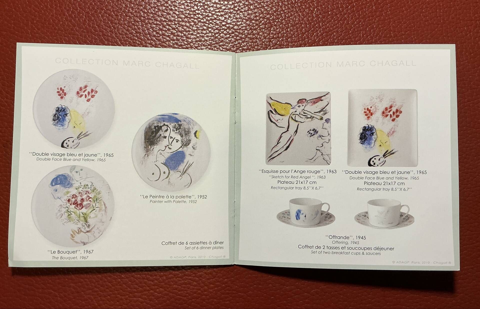 Bernardaud box of 6 Limoges porcelain plates Marc Chagall