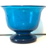 Coupelle à pied verre soufflé bleu
