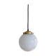 Suspension globe old ball lampshade opaline glass white vintage luminaire school 1950