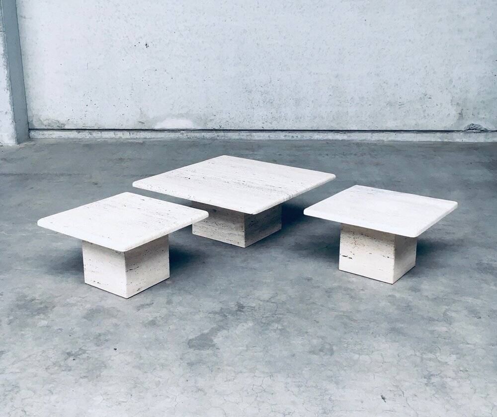 Italian Travertine Square Coffee Table, 1970s