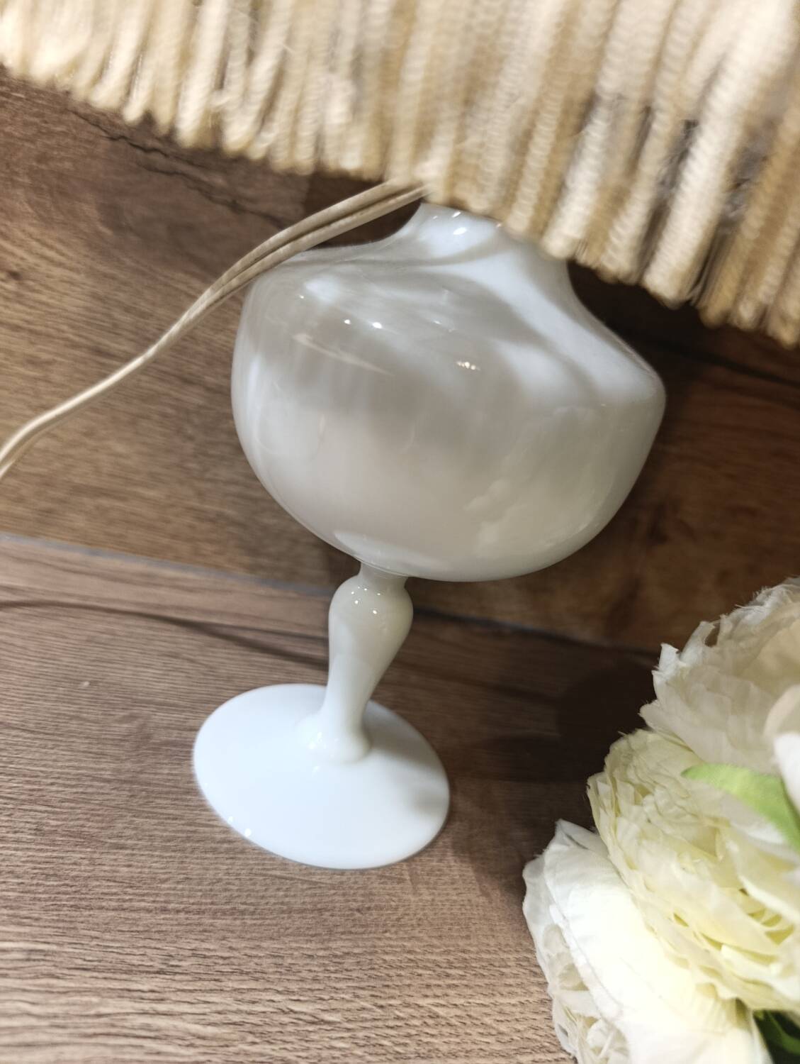 white bedside lamp with lace and opaline bohemian chic