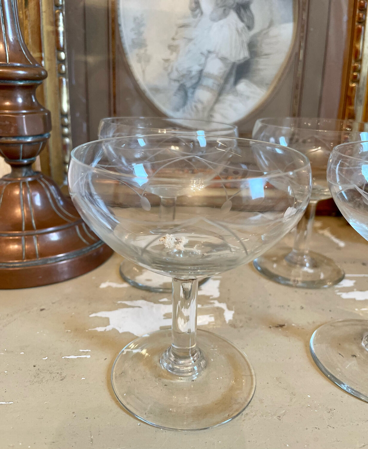 Old champagne glasses