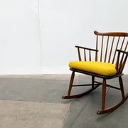 Mid-century rocking chair with new Kvadrat cushion by Børge Mogensen for FDB Møbler, 1960s.