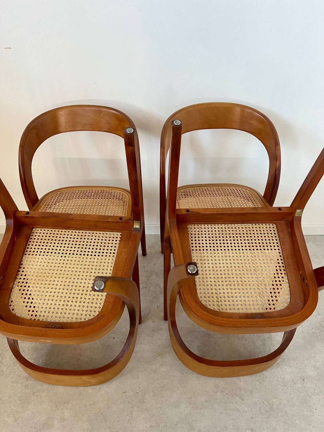 Set of 4 bentwood chairs Baumann design gondola cannage model 60s vintage