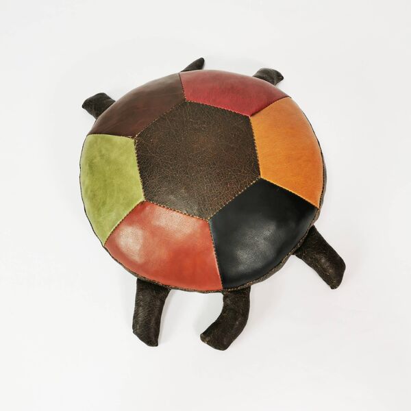 Pouf patchwork en cuir - tortue, Allemagne, années 1960