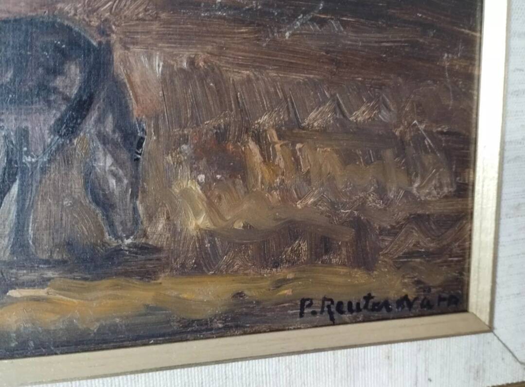 Oil Painting Patrik Reutersvärd / Landscape / Countryside / Horse