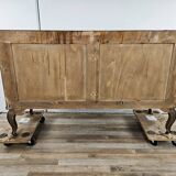 Chest of drawers with five drawers in wood and brass