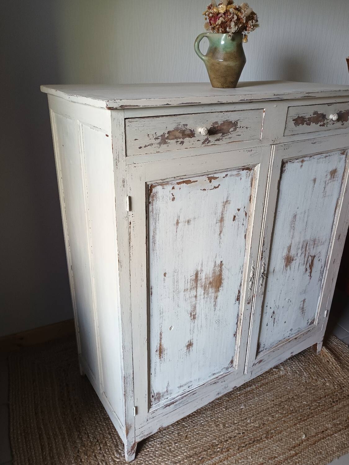 Haut buffet Parisien ancien patiné