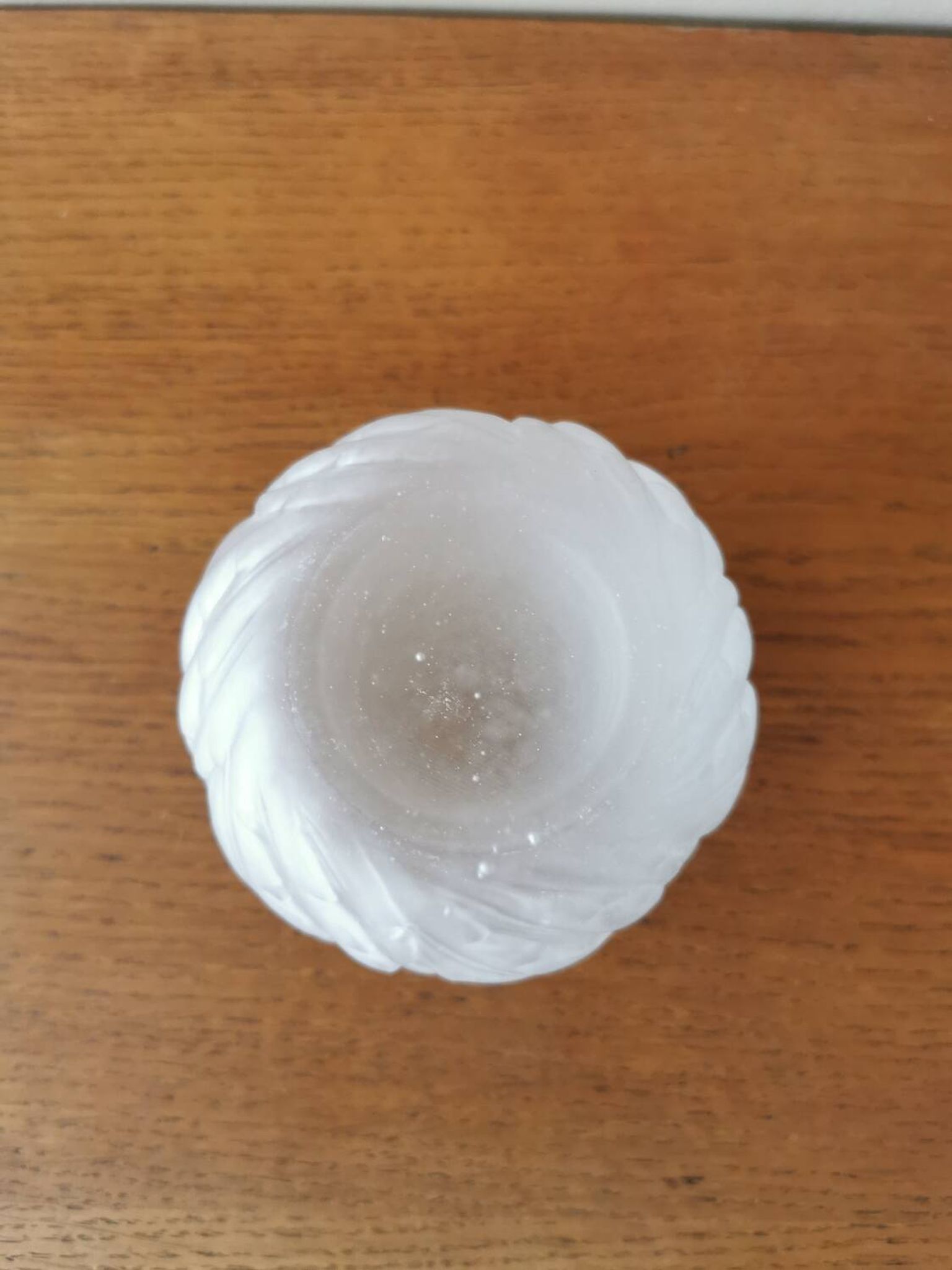 Small art deco ball vase in white glass paste