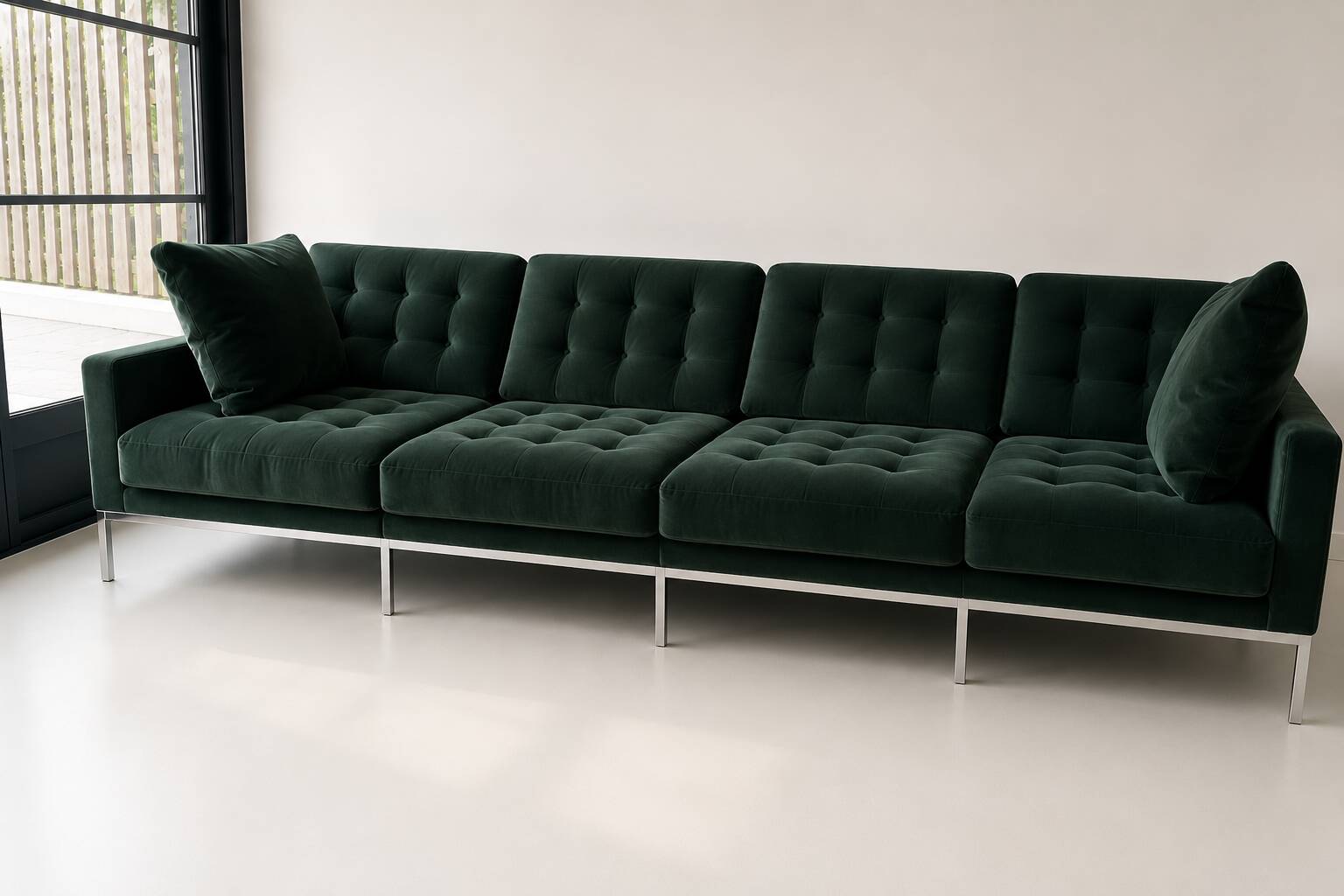 Canapé KnollStudio Florence Knoll authentique – 300 cm – Velours vert