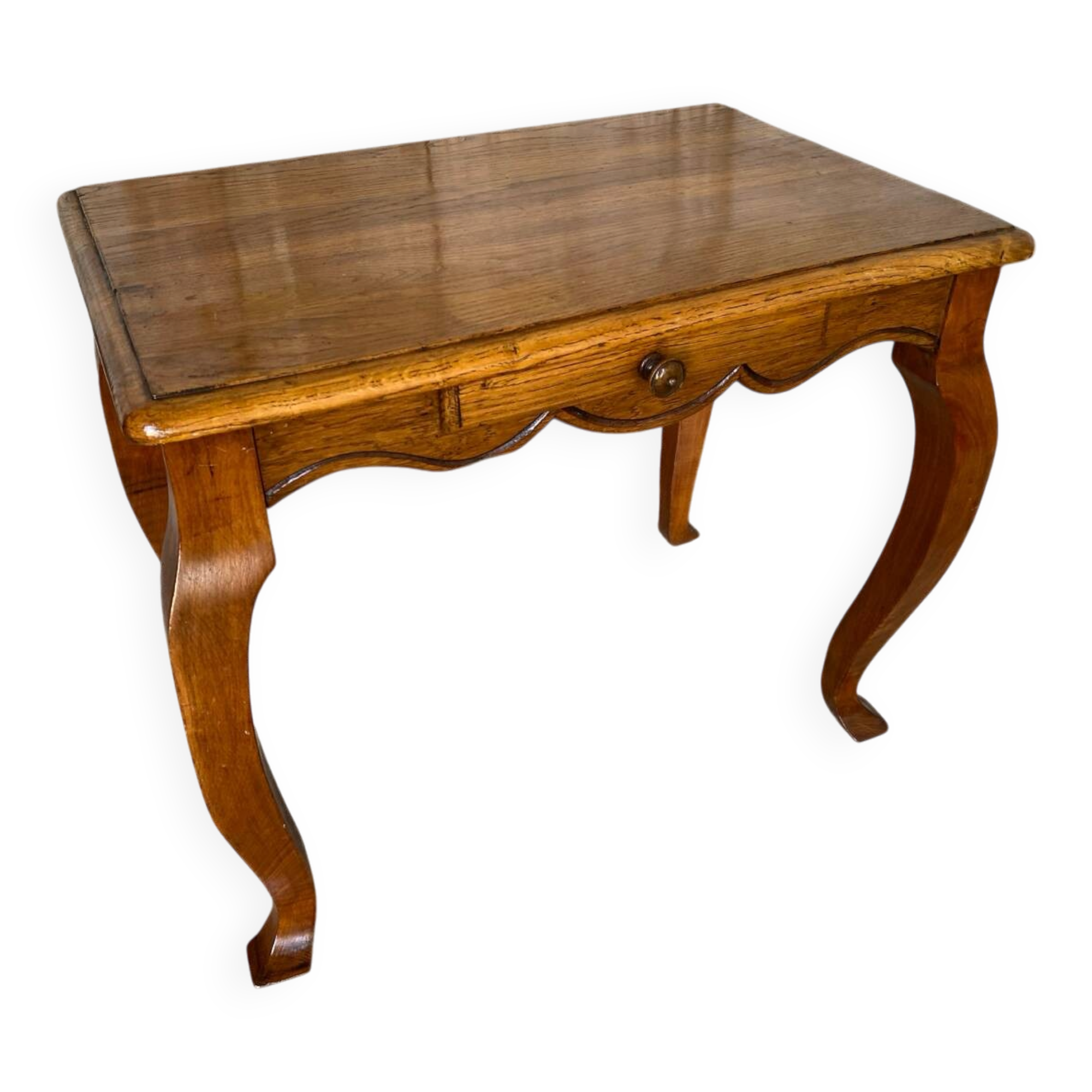 Louis xv style writing table nightstand wood + drawer 19th century walnut vintage
