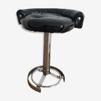 Black imitation leather bar stool