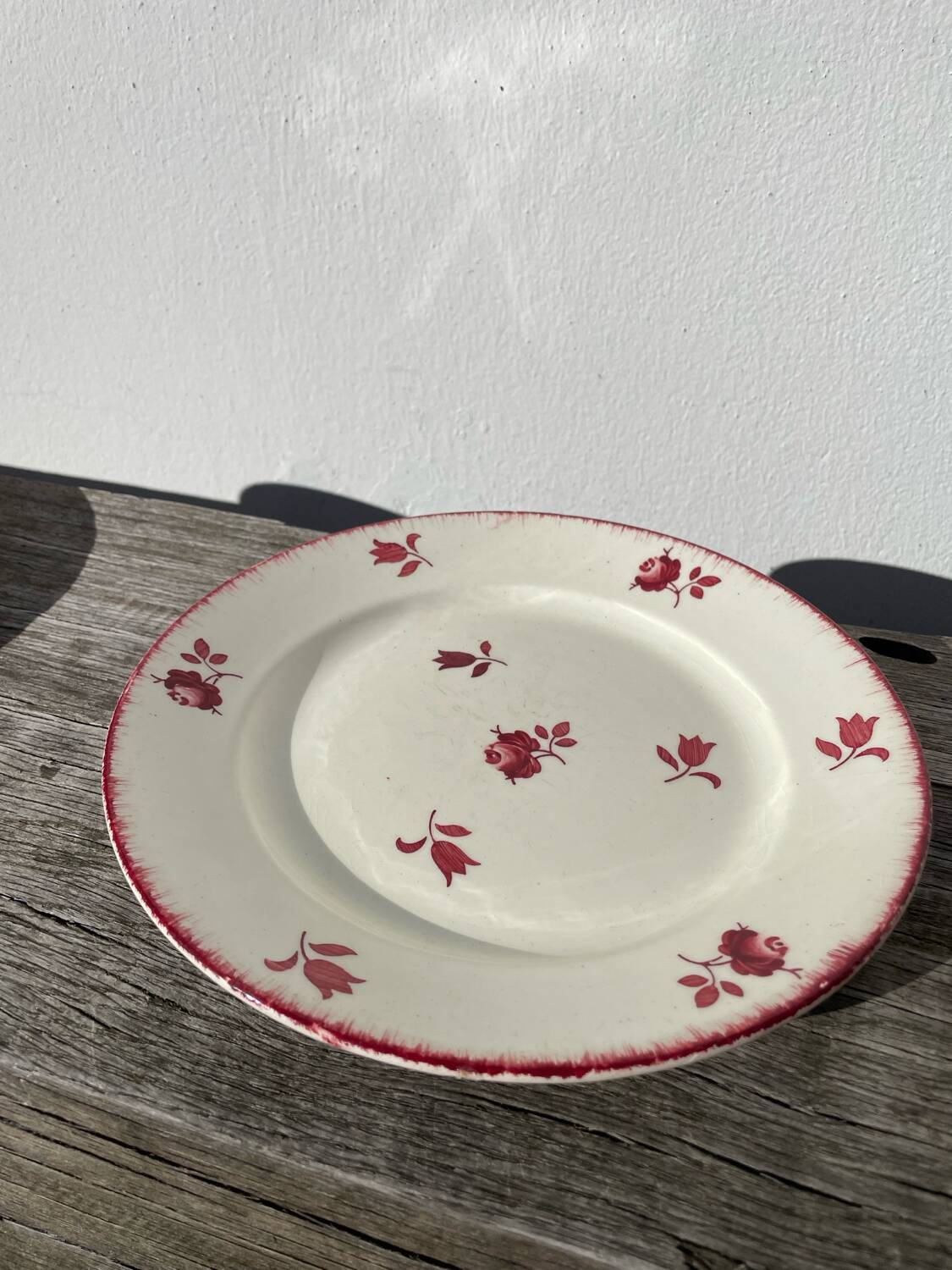 4 old Luneville flower plates