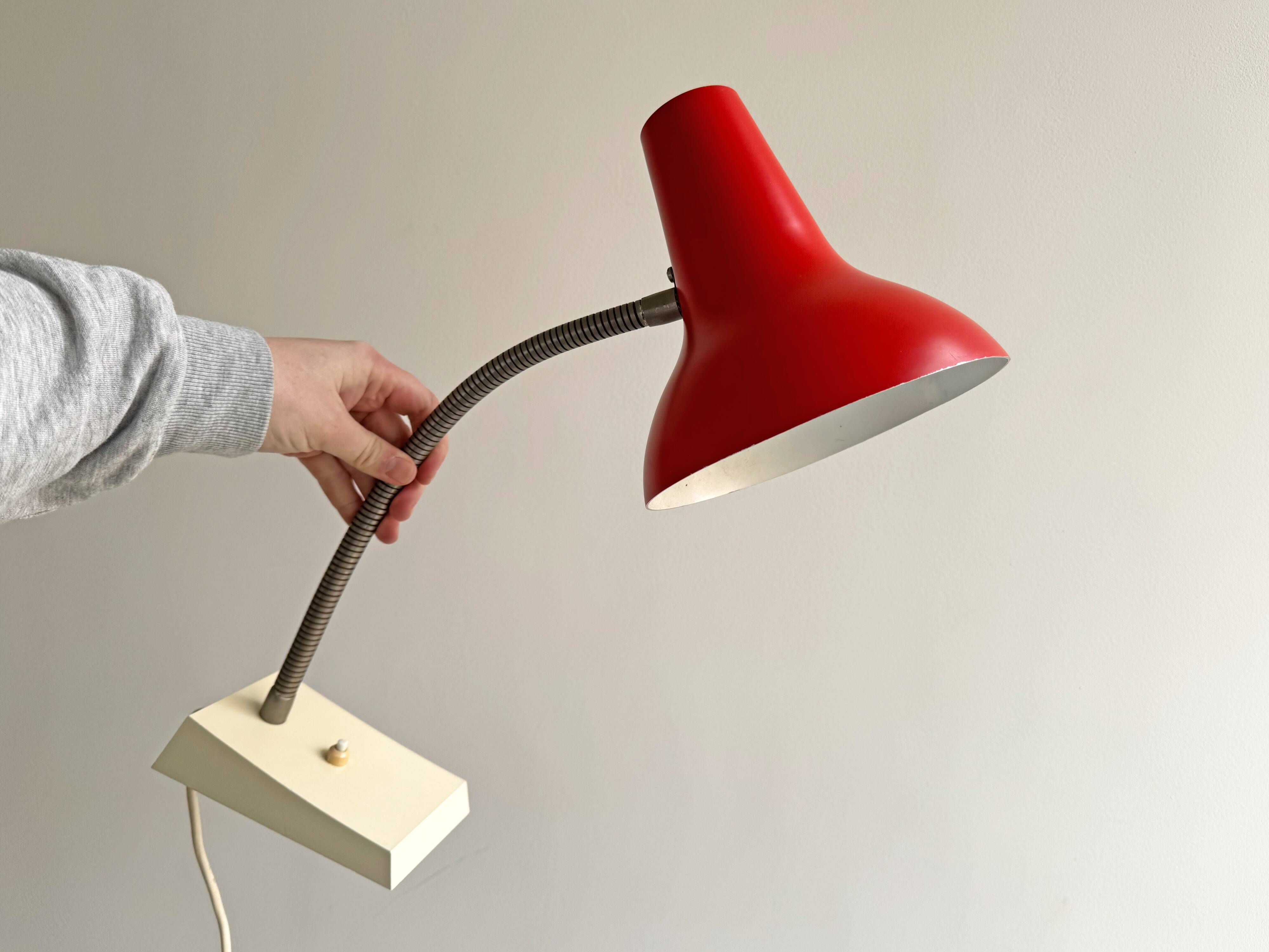 Large Mid Century red SIS desk lamp