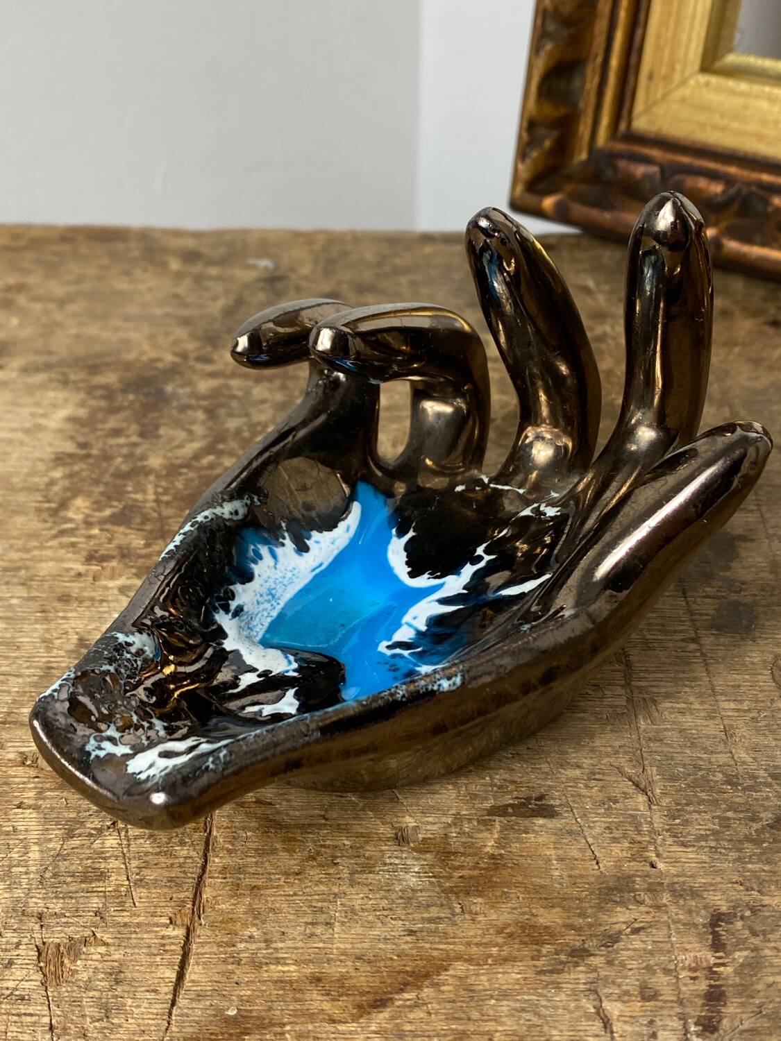 Vallauris iridescent ceramic hand emptier