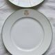 6 monogrammed dessert plates Limoges porcelain