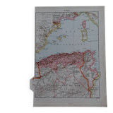Old geographical map of Algeria and North Africa Larousse