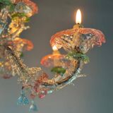 Rezzonico Venetian chandelier in multi-colored Murano glass, 9 light arms, circa 1940