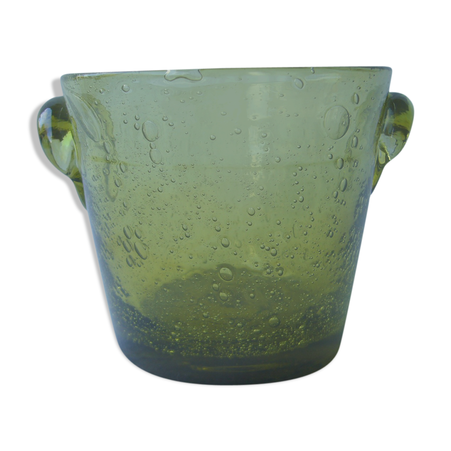 Vintage bubbled glass Biot ice bucket