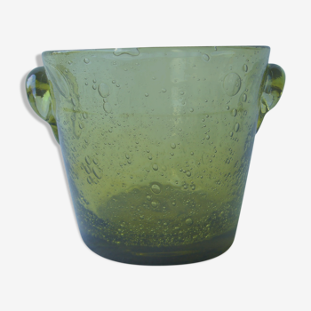 Vintage bubbled glass Biot ice bucket