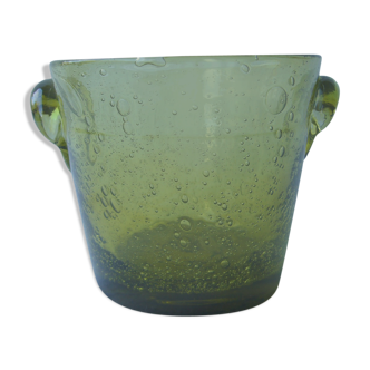 Vintage bubbled glass Biot ice bucket