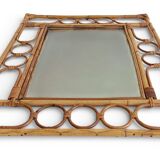 Mid-Century Organic Modern Bamboo & Rattan Mirror, Franco Albini Style, 1960s