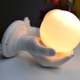 Pair of white ceramic wall lights from the 70s