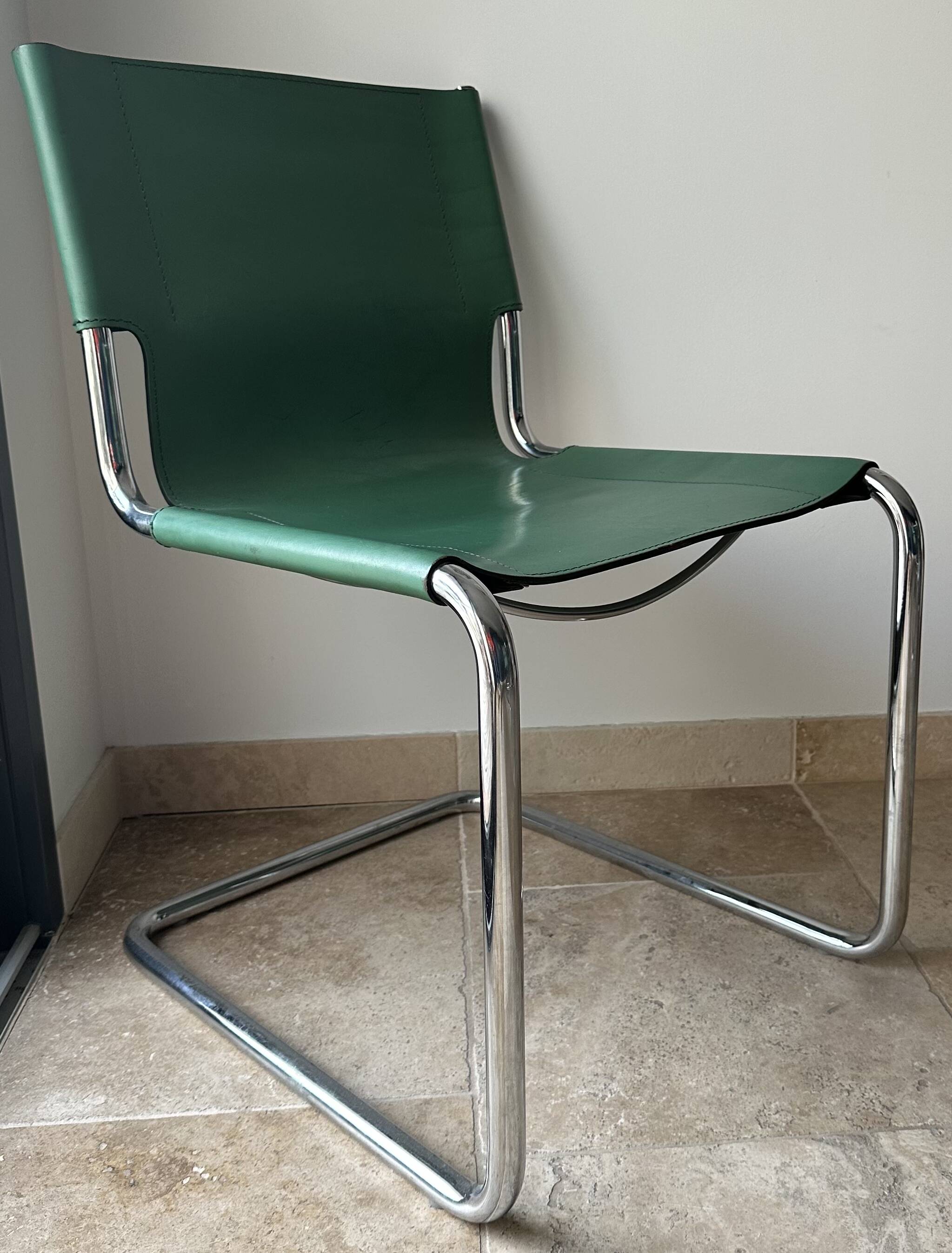 set of 6 chairs & 2 armchairs by Mart Stam for Matteo Grassi - green leather