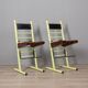 Pair of vintage 70s stools in iron and wood italian design