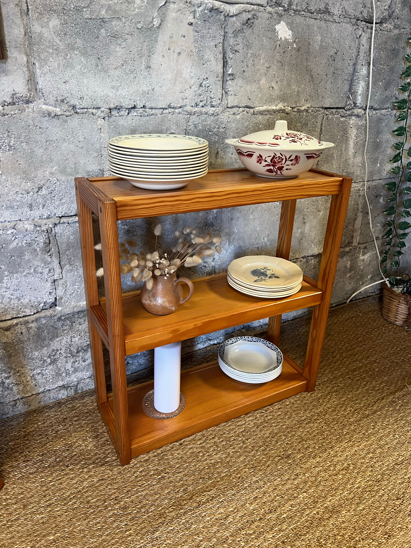Vintage pine library shelves