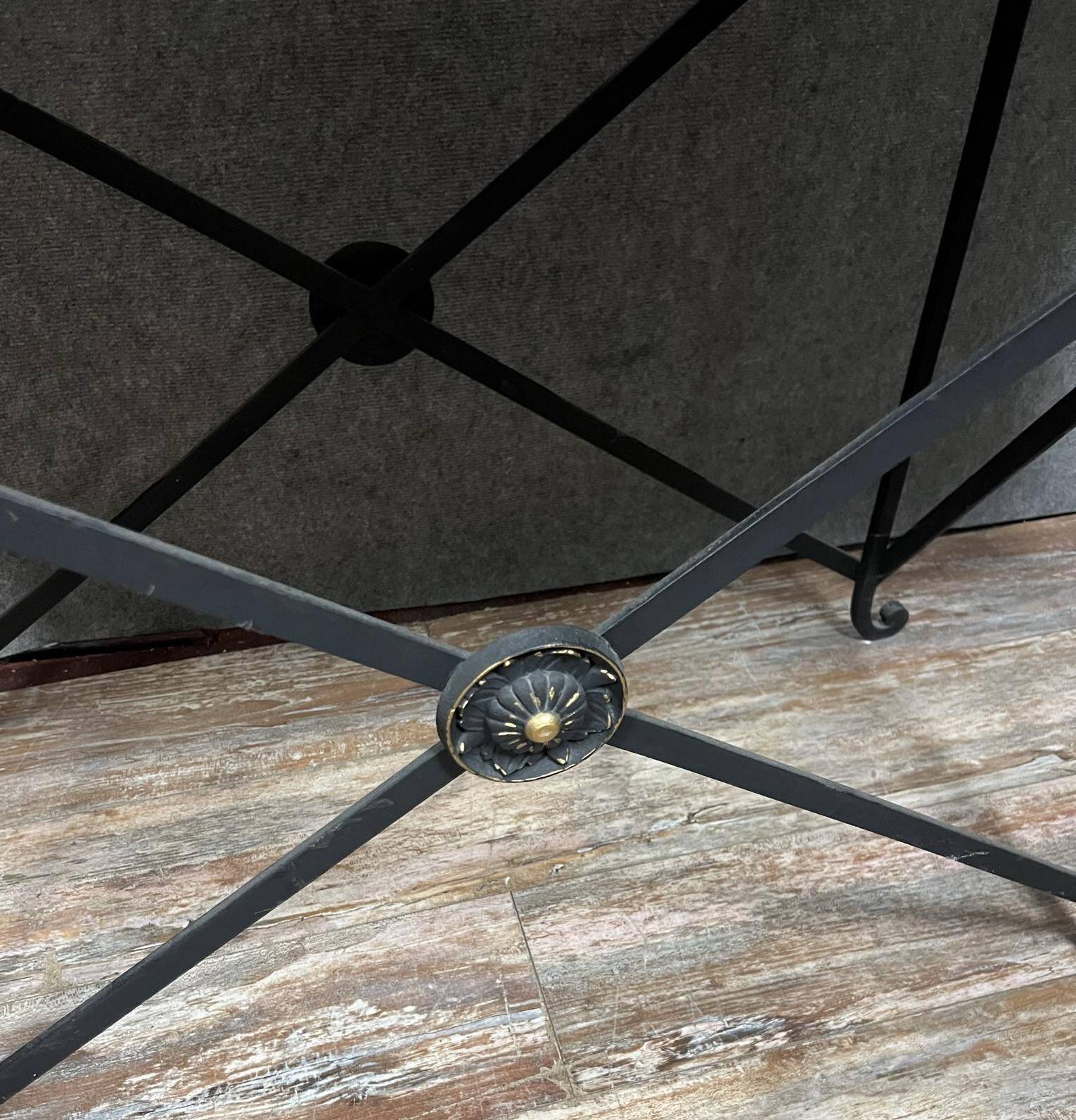 Superb Art Deco period console in iron and Carrara marble circa 1930