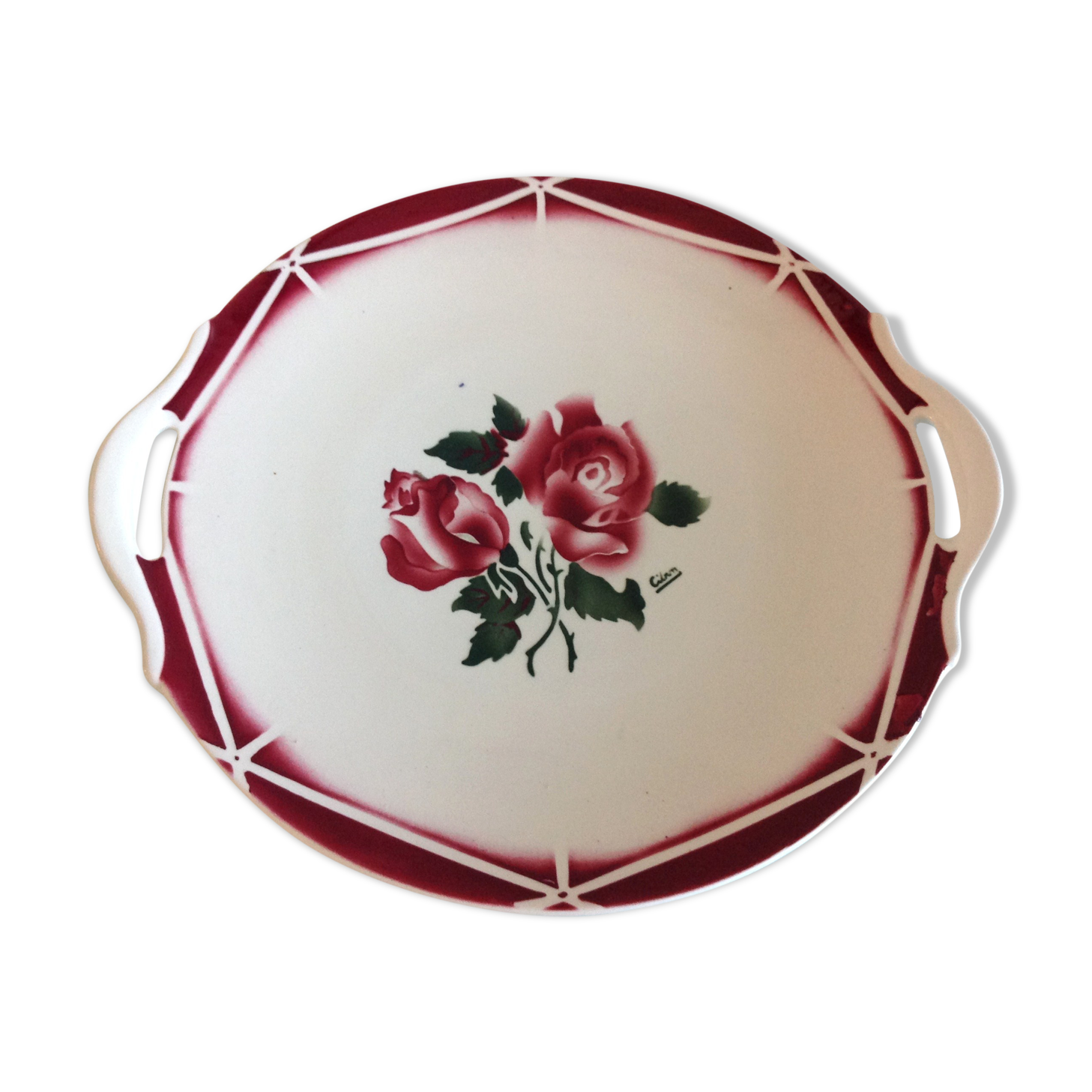 Cake dish Sarreguemines Digoin cibon décor / vintage 50-60 e