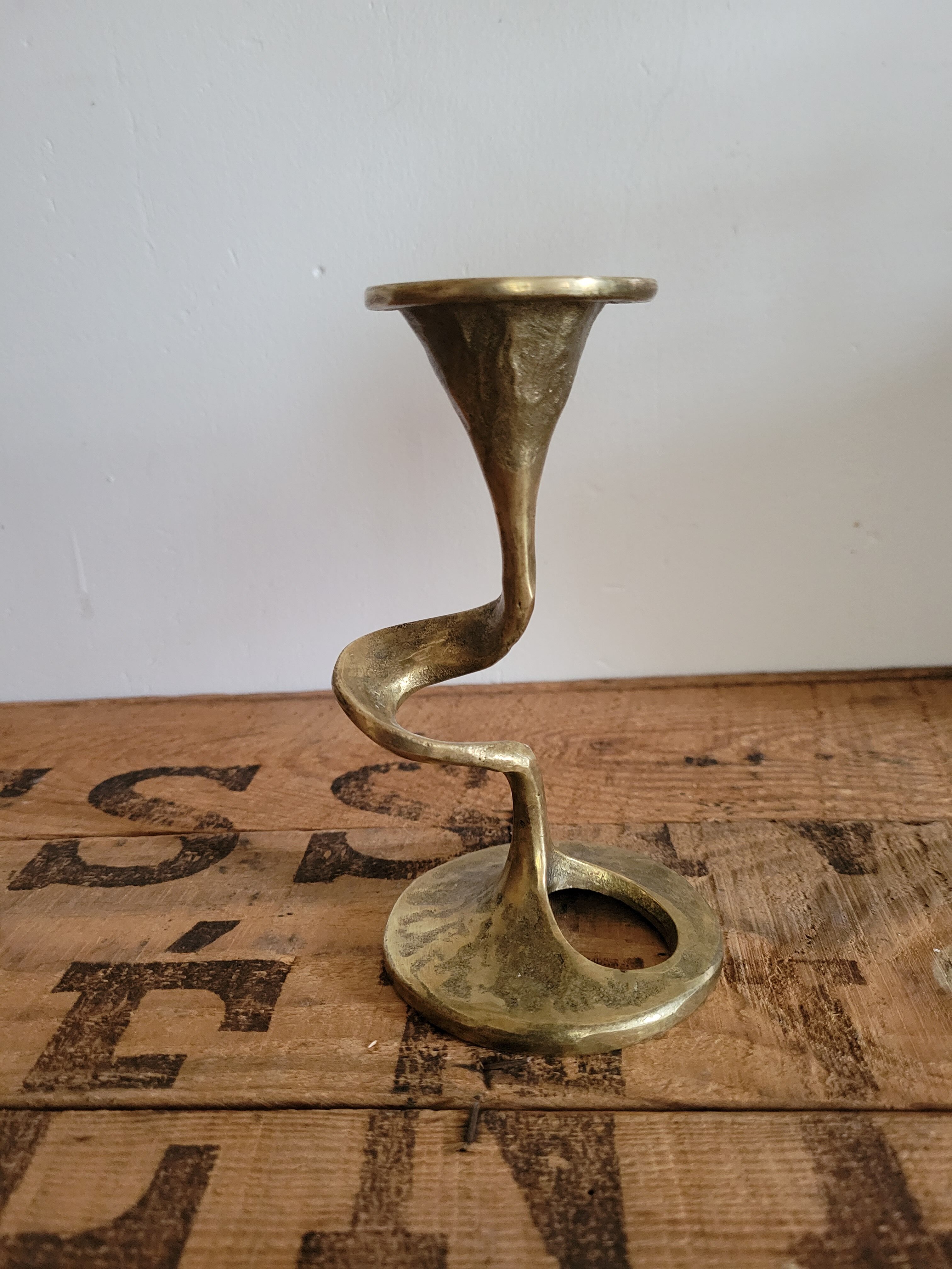 Art Deco bronze snake candle holder