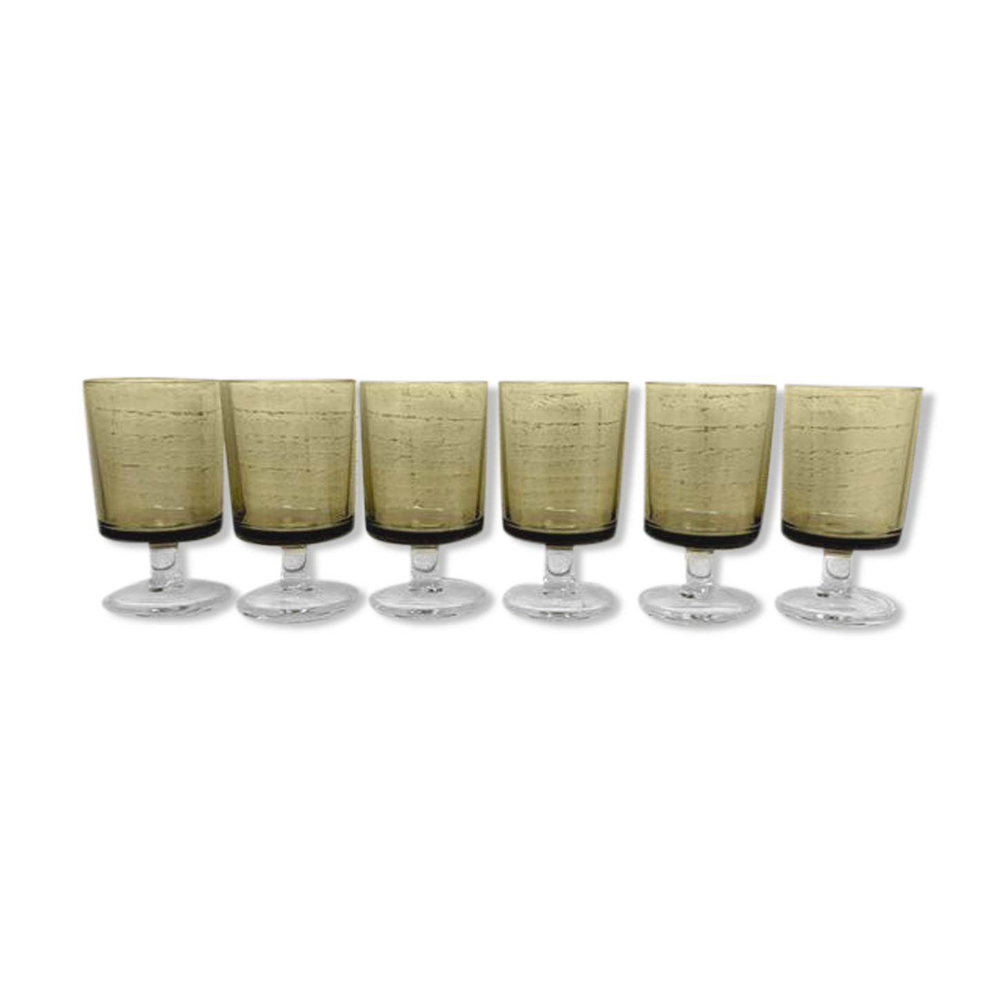 6 old luminarc smoked foot glasses