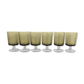 6 old luminarc smoked foot glasses