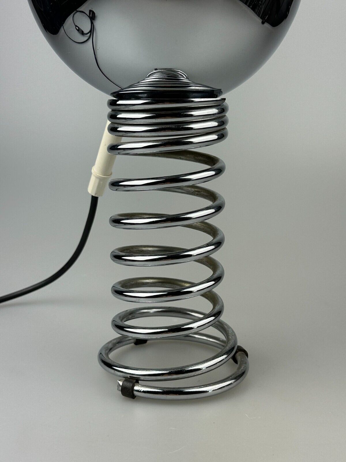 60s 70s table lamp ball lamp spring chrome metal space age design