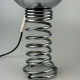 60s 70s table lamp ball lamp spring chrome metal space age design